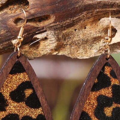 Sequin Wood Teardrop Earrings - Flyclothing LLC