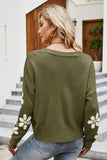 Floral Ribbed Trim Drop Shoulder Cardigan - Flyclothing LLC