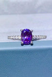 1 Carat Purple Moissanite 4-Prong Ring - Flyclothing LLC