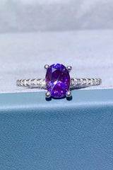 1 Carat Purple Moissanite 4-Prong Ring - Trendsi