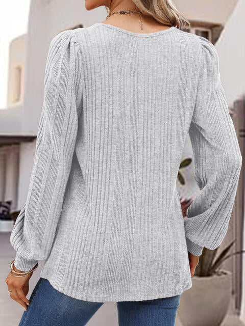 Square Neck Long Sleeve Top - Flyclothing LLC