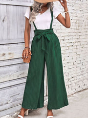 Tie Belt Wide Leg Overalls - Flyclothing LLC