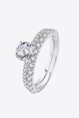 2-Piece 925 Sterling Silver Moissanite Ring - Trendsi