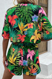 Printed Half Sleeve Top and Shorts Lounge Set - Flyclothing LLC