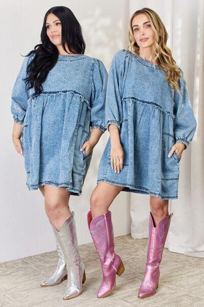 HEYSON Full Size Oversized Denim Babydoll Dress - Flyclothing LLC