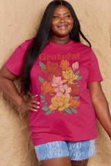 Simply Love Full Size GRATEFUL Flower Graphic Cotton T-Shirt - Trendsi