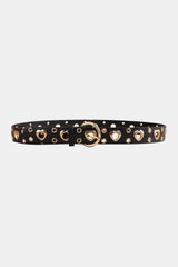 Heart Shape Alloy Detail PU Leather Belt - Trendsi