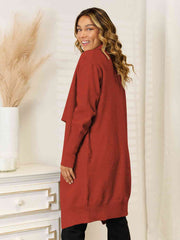 Long Sleeve Open Front Longline Cardigan - Flyclothing LLC