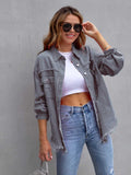 Distressed Drop Shoulder Denim Jacket - Trendsi