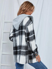 Plaid Hooded Jacket with Pockets - Flyclothing LLC