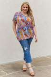 Be Stage Full Size Printed Dolman Flowy Top - Trendsi