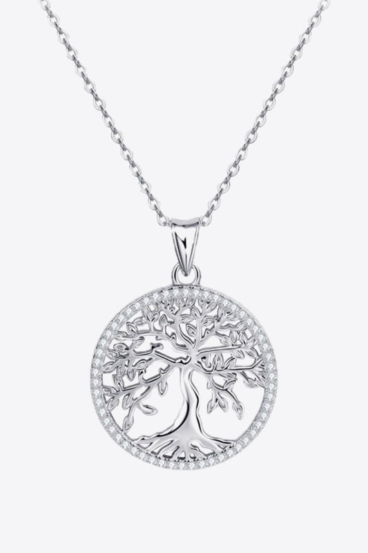 925 Sterling Silver Moissanite Tree Pendant Necklace - Flyclothing LLC