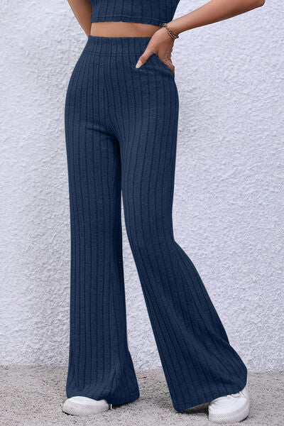 Iyah Pants - High Waisted Tailored Pants in Navy Pinstripe