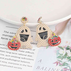 Ghost Rhinestone Alloy Earrings - Flyclothing LLC