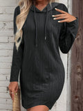 Drawstring Hooded Sweater Dress - Trendsi