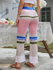 Color Block Openwork Knit Pants - Trendsi