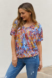 Be Stage Full Size Printed Dolman Flowy Top - Trendsi