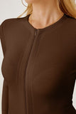 Zip Up Long Sleeve Bodysuit - Flyclothing LLC