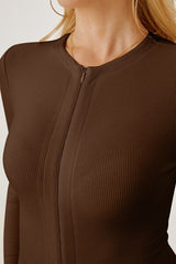 Zip Up Long Sleeve Bodysuit - Flyclothing LLC