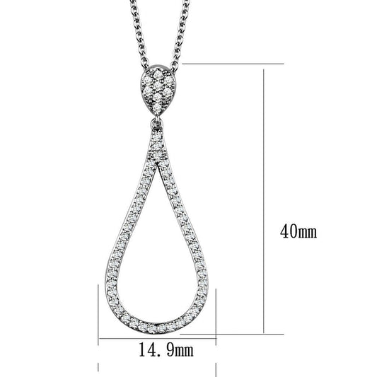 Alamode Rhodium Brass Chain Pendant with AAA Grade CZ in Clear - Alamode