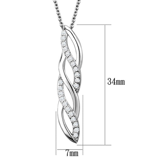 Alamode Rhodium Brass Chain Pendant with AAA Grade CZ in Clear - Alamode