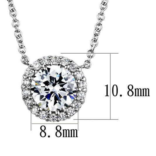 Alamode Rhodium Brass Chain Pendant with AAA Grade CZ in Clear - Alamode