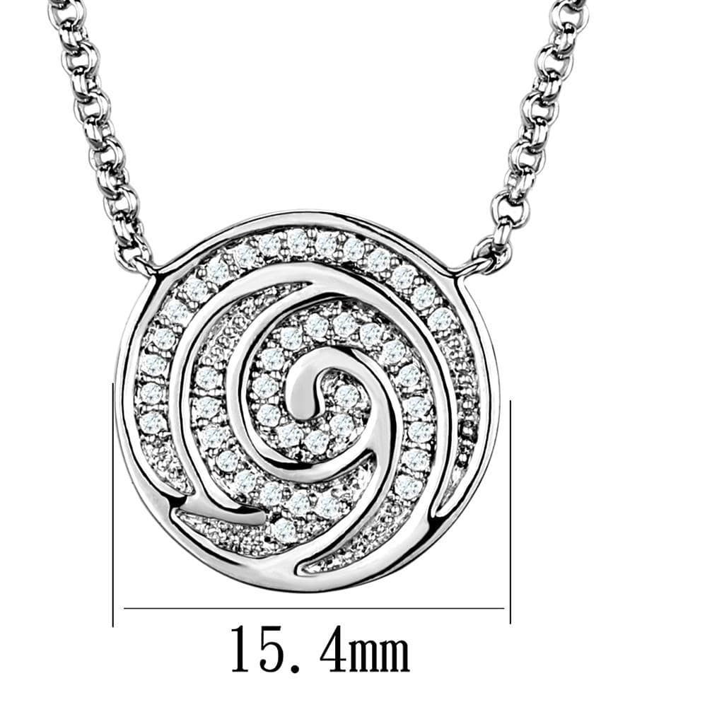 Alamode Rhodium Brass Chain Pendant with AAA Grade CZ in Clear - Alamode