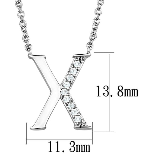 Alamode Rhodium Brass Chain Pendant with AAA Grade CZ in Clear - Flyclothing LLC