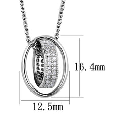 Alamode Rhodium Brass Chain Pendant with AAA Grade CZ in Clear - Alamode