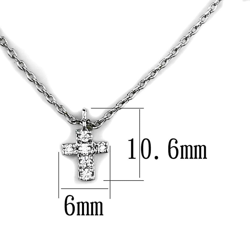 Alamode Rhodium Brass Chain Pendant with AAA Grade CZ in Clear - Alamode