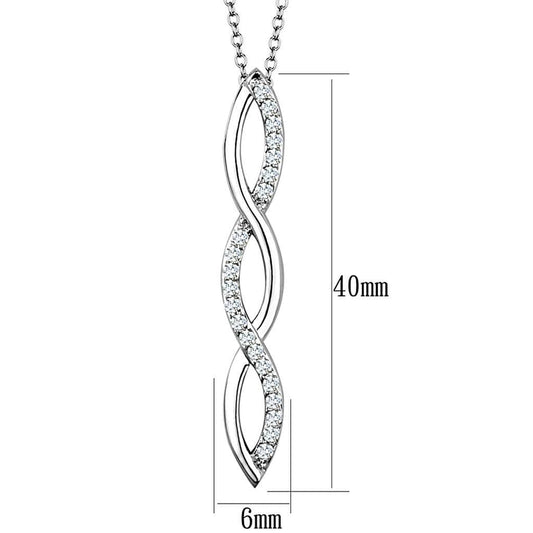 Alamode Rhodium Brass Chain Pendant with AAA Grade CZ in Clear - Alamode