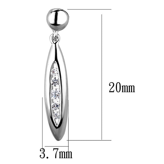 Alamode Rhodium Brass Earrings with AAA Grade CZ in Clear - Flyclothing LLC