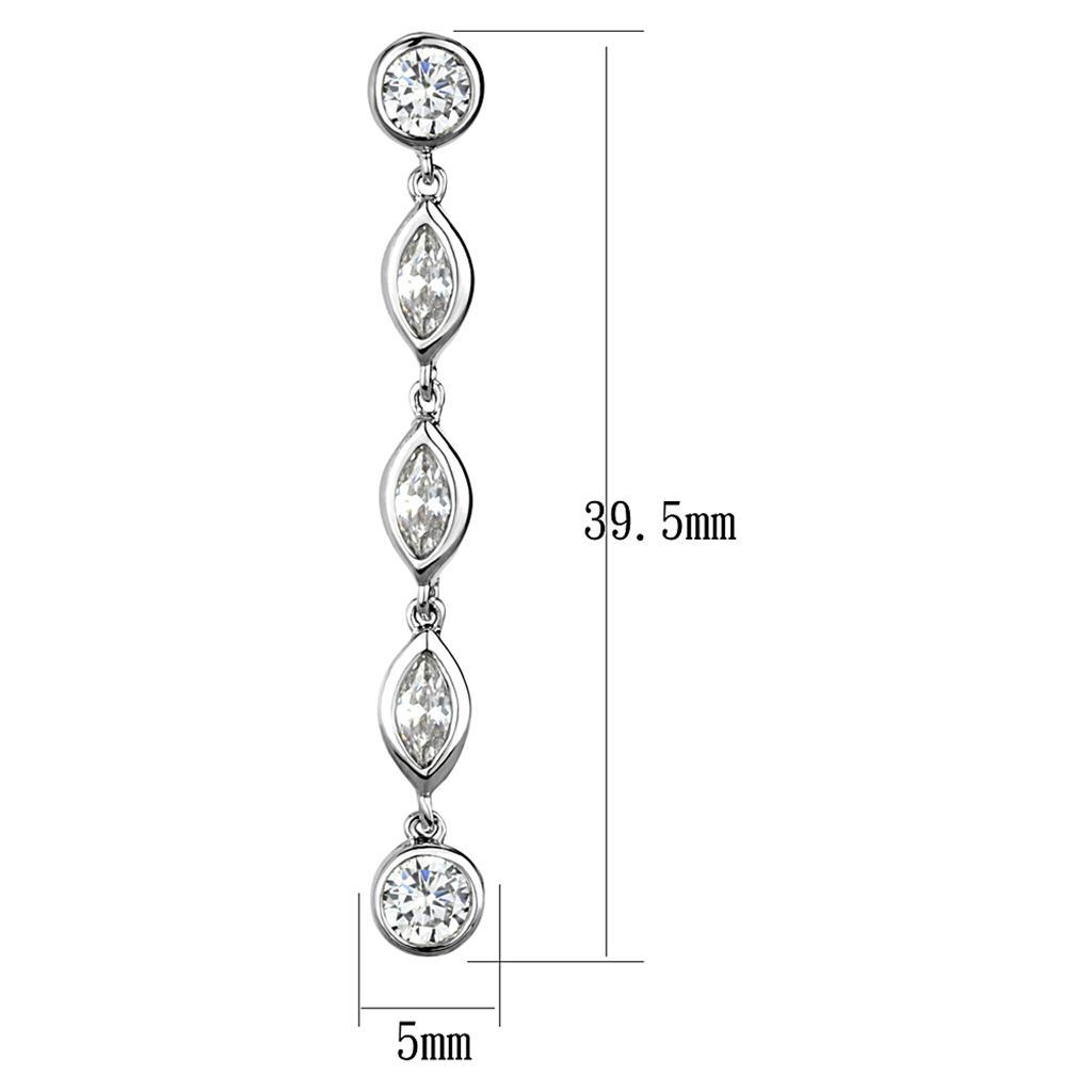 Alamode Rhodium Brass Earrings with AAA Grade CZ in Clear - Flyclothing LLC