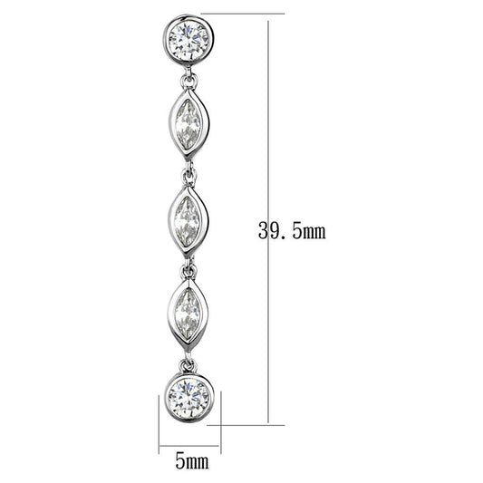 Alamode Rhodium Brass Earrings with AAA Grade CZ in Clear - Flyclothing LLC