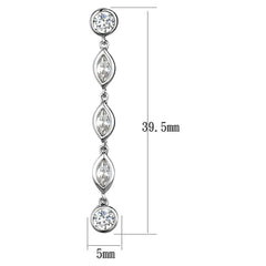 Alamode Rhodium Brass Earrings with AAA Grade CZ in Clear - Flyclothing LLC