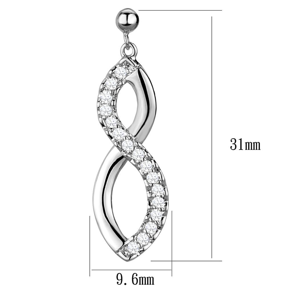 Alamode Rhodium Brass Earrings with AAA Grade CZ in Clear - Flyclothing LLC