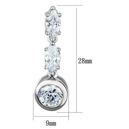 Alamode Rhodium Brass Earrings with AAA Grade CZ in Clear - Flyclothing LLC