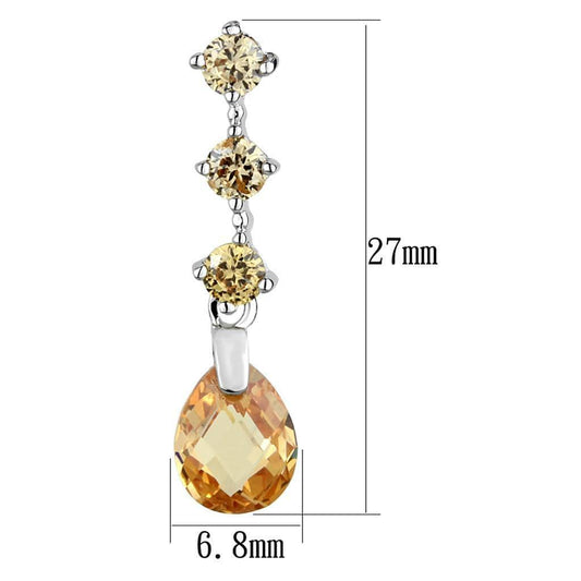 Alamode Rhodium Brass Earrings with AAA Grade CZ in Champagne - Alamode