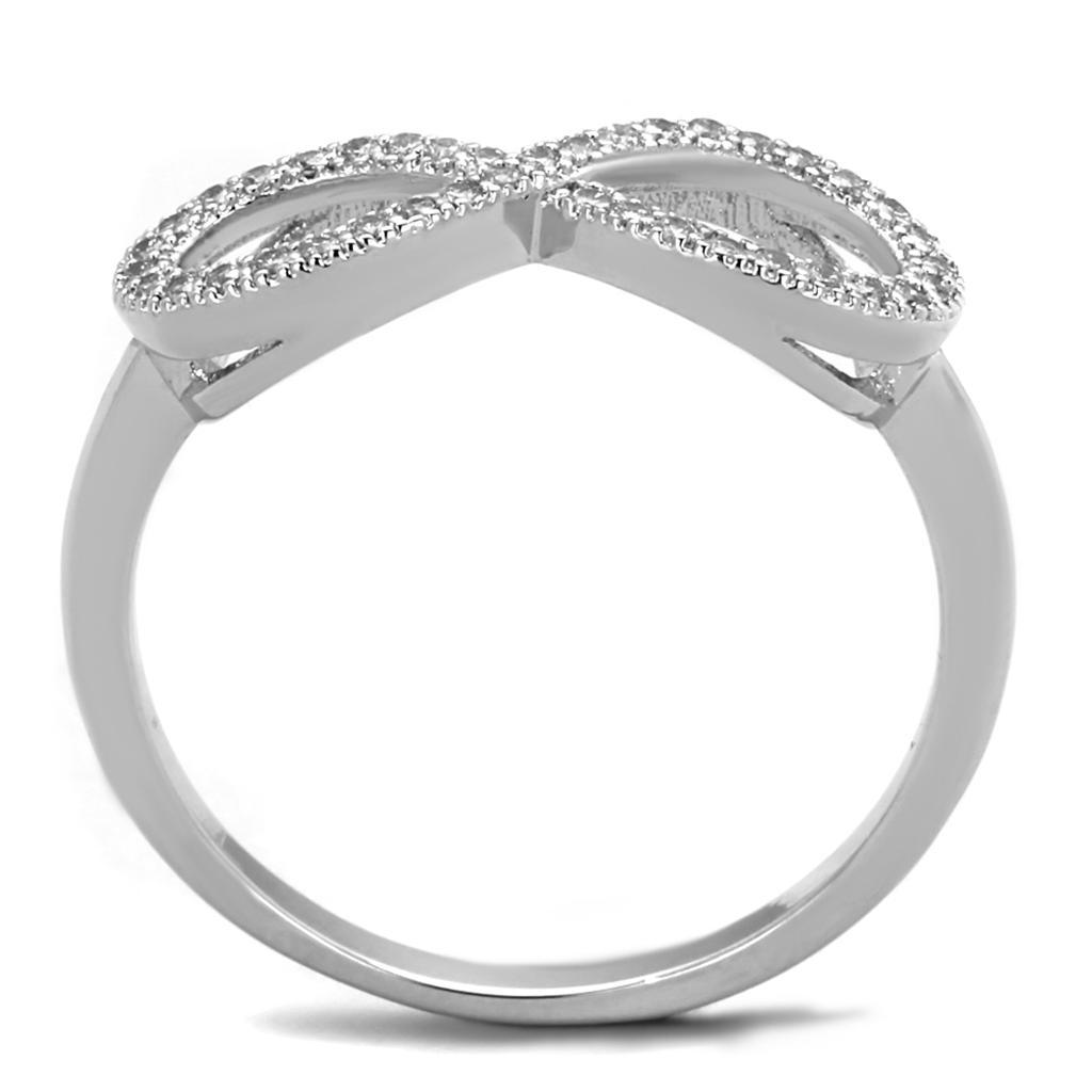 Alamode Rhodium Brass Ring with AAA Grade CZ in Clear - Flyclothing LLC