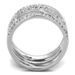 Alamode Rhodium Brass Ring with AAA Grade CZ in Clear - Flyclothing LLC