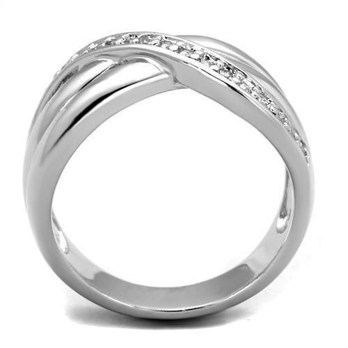 Alamode Rhodium Brass Ring with AAA Grade CZ in Clear - Flyclothing LLC