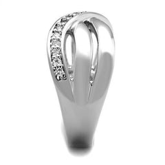 Alamode Rhodium Brass Ring with AAA Grade CZ in Clear - Flyclothing LLC