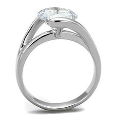 Alamode Rhodium Brass Ring with AAA Grade CZ in Clear - Flyclothing LLC