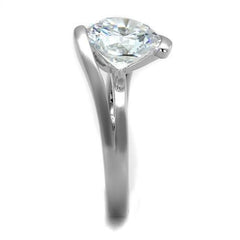 Alamode Rhodium Brass Ring with AAA Grade CZ in Clear - Flyclothing LLC