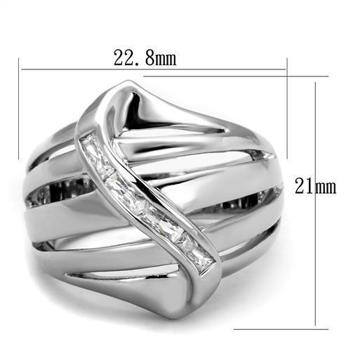 Alamode Rhodium Brass Ring with AAA Grade CZ in Clear - Flyclothing LLC