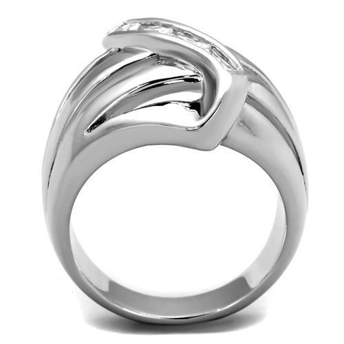 Alamode Rhodium Brass Ring with AAA Grade CZ in Clear - Flyclothing LLC