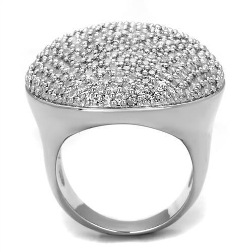 Alamode Rhodium Brass Ring with AAA Grade CZ in Clear - Flyclothing LLC