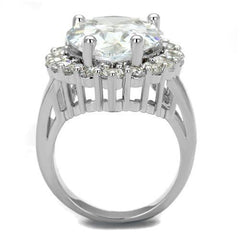 Alamode Rhodium Brass Ring with AAA Grade CZ in Clear - Flyclothing LLC