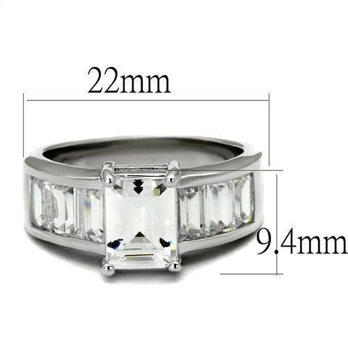 Alamode Rhodium Brass Ring with AAA Grade CZ in Clear - Flyclothing LLC