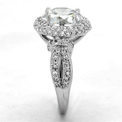 Alamode Rhodium Brass Ring with AAA Grade CZ in Clear - Alamode